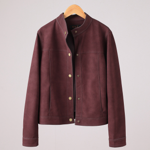 复古麂皮上衣立领鹿皮绒皮夹克外套 新款 真皮皮衣女短款 2025年秋季