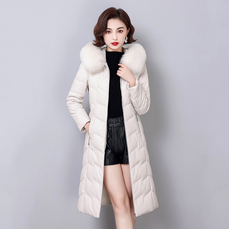真皮羽绒服女中长款2026冬季新款韩版修身绵羊皮大码皮衣皮草外套