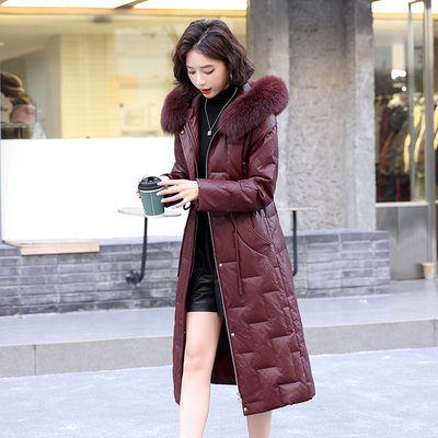2025冬新款绵羊皮羽绒服女中长款真皮皮衣海宁皮草狐狸毛大码外套