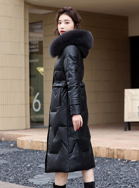 海宁真皮羽绒服女中长款2026冬装新款高端气质绵羊皮外套皮衣加厚