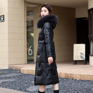 海宁真皮羽绒服女中长款2026冬装新款高端气质绵羊皮外套皮衣加厚