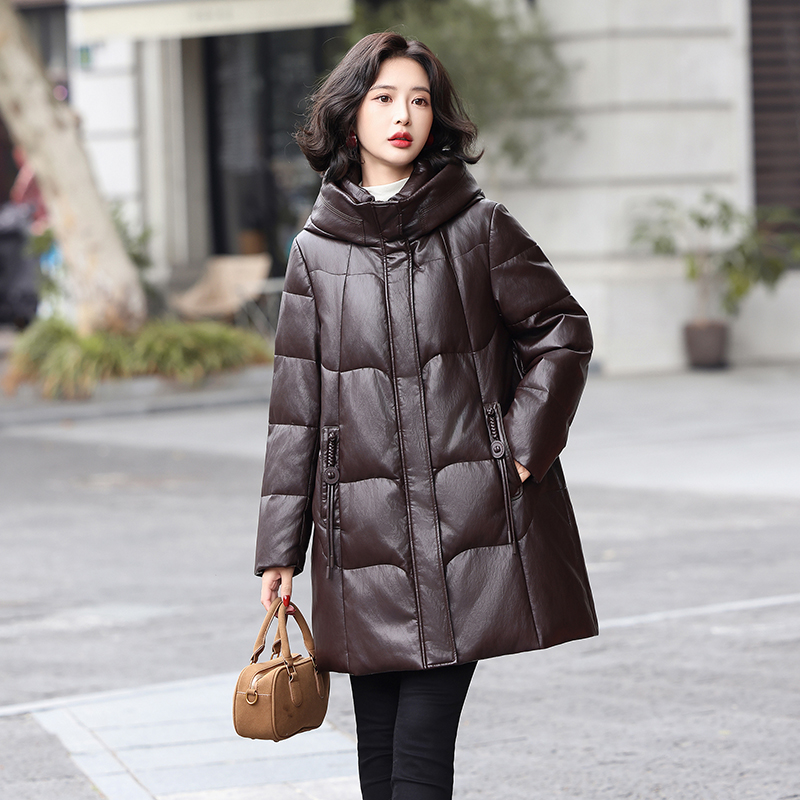 真皮羽绒服女绵羊皮中长款2025新款冬季今年流行爆款海宁皮衣外套