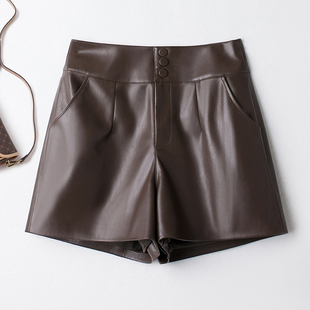 秋冬小个子绵羊皮休闲高腰黑色靴裤 真皮皮裤 2025新款 女短裤 阔腿裤