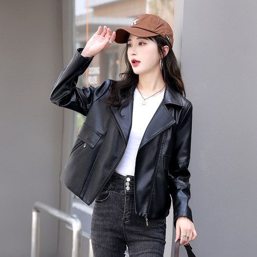 真皮皮衣女短款机车外套小夹克