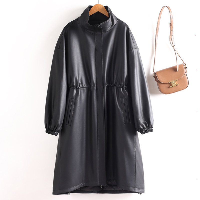 海宁真皮羽绒服女中长款冬季韩版宽松大码加绒厚收腰显瘦皮衣外套,女装/女士精品,皮衣,淘宝优惠券,粉丝福利购,淘宝优惠卷