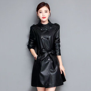 2025春秋季海宁真皮皮衣女中长款韩版修身显瘦大码绵羊皮风衣外套