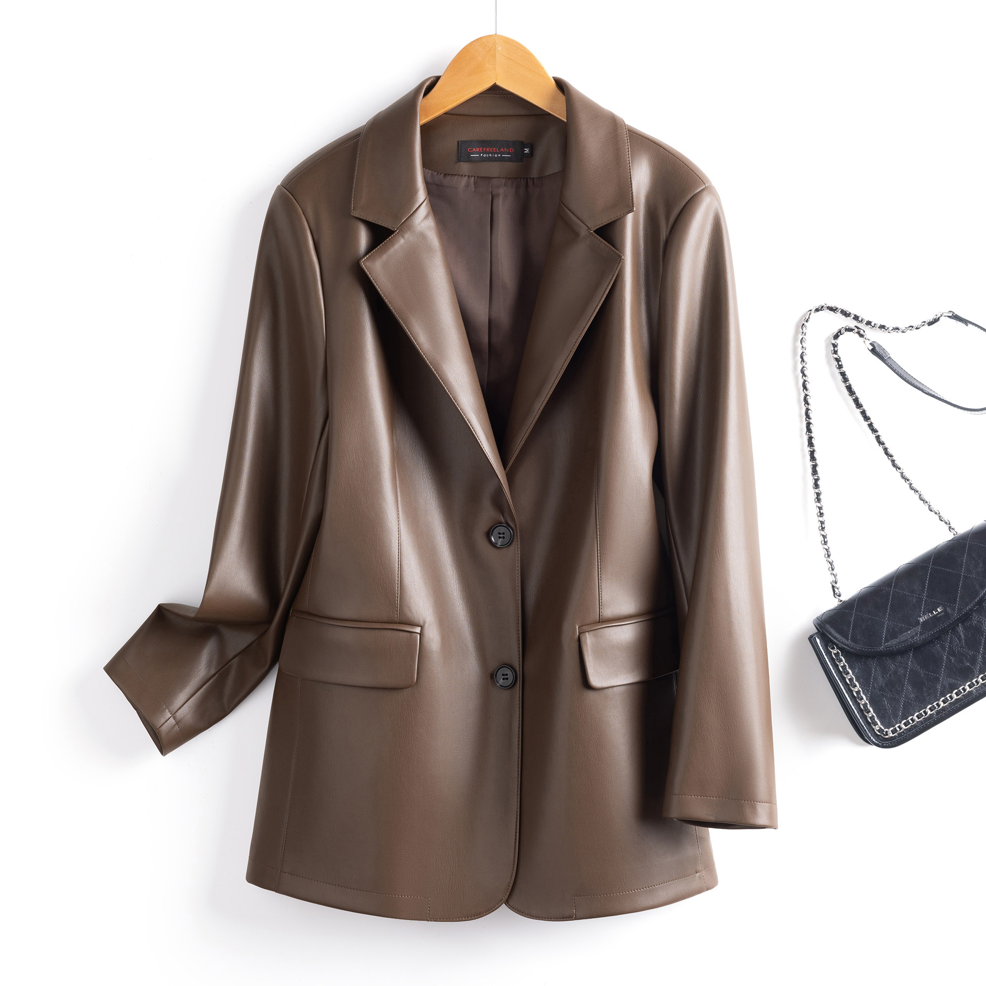 真皮西装外套女2025新款春秋海宁高级感绵羊皮小个子黑色皮衣短款