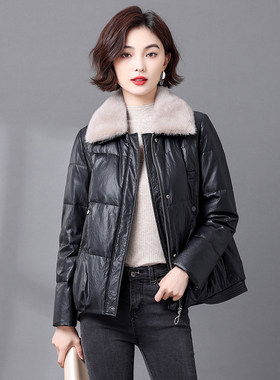 真皮羽绒服女短款2026新款冬季女款水貂毛加厚绵羊皮皮衣皮草外套