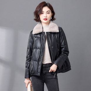真皮羽绒服女短款2026新款冬季女款水貂毛加厚绵羊皮皮衣皮草外套