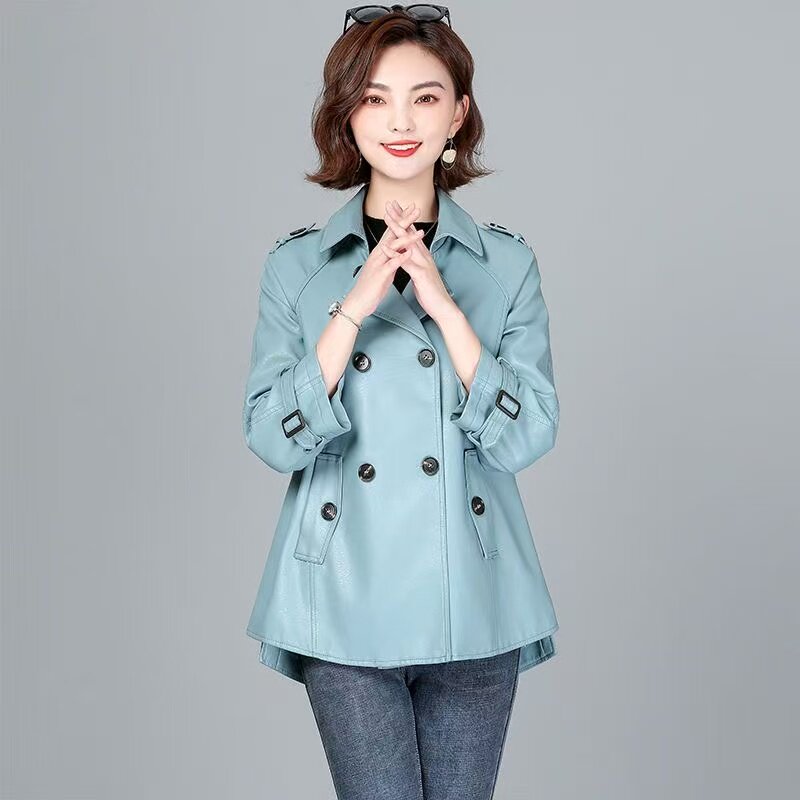 真皮皮衣女短款宽松皮夹克外套