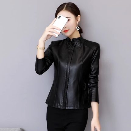 2025春秋新款真皮皮衣女短款修身显瘦韩版机车绵羊皮夹克小外套潮