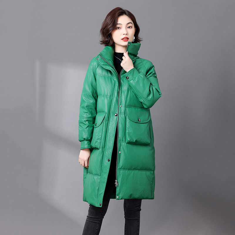 海宁真皮皮衣羽绒服女中长款绵羊皮2025冬季新款加厚休闲皮草外套