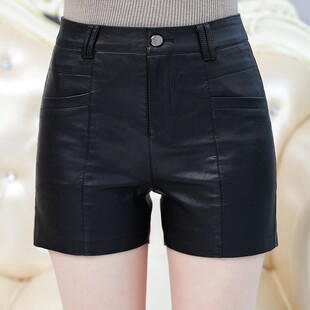 休闲百搭绵羊皮靴裤 2025春秋新款 高腰显瘦修身 女短裤 外穿 真皮皮裤