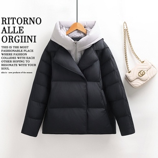 羽绒服女短款2025新款冬季今年流行爆款黑色小个子加厚白鸭绒外套