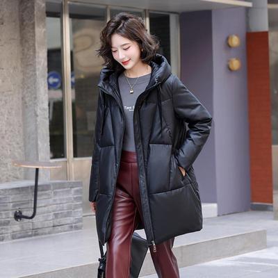 真皮羽绒服女中长款大码皮衣外套