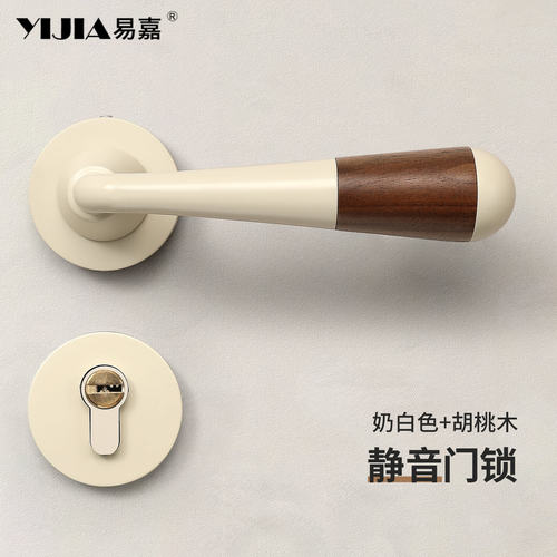 复古胡桃木锌合金静音门锁