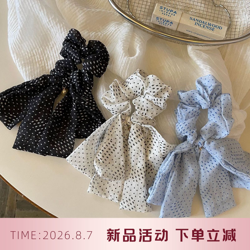 韩系渐变蝴蝶结大肠发圈女珍珠发
