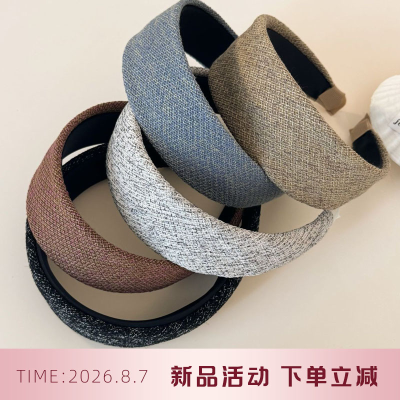 文艺亚麻质感编织发箍复古杂线布