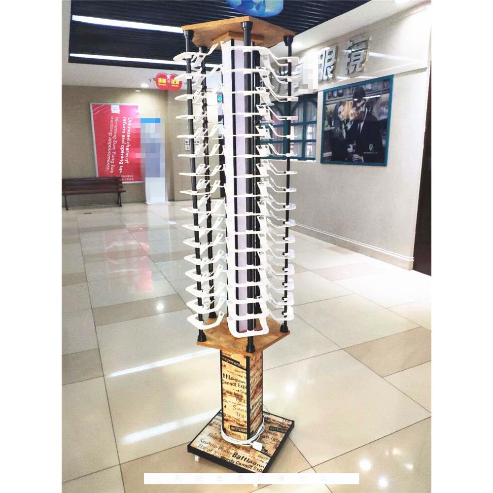 眼镜展示架实木油漆地板站立旋转太阳镜眼镜架道具展示柜与轻型太