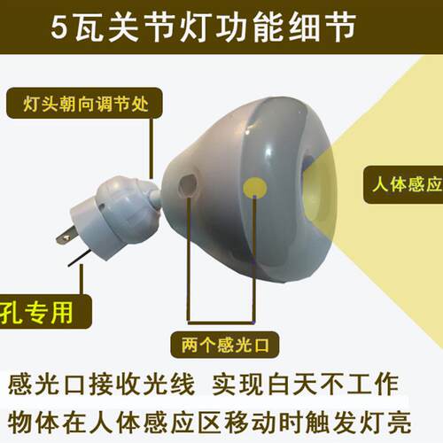 红外线感应插电式LED小夜灯 过道楼梯卫生间暖光照明