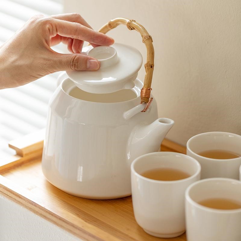 日式陶瓷水具套装家用大容量泡茶壶一壶六杯冷水壶办公茶具组合