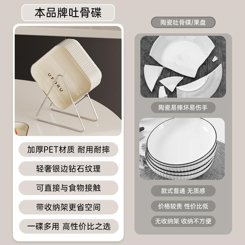 吐骨碟家用轻奢高颜值零食小吃碟精致餐桌瓜子皮垃圾吐骨头塑料盘