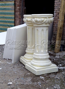 欧式玻璃钢人物雕塑艺术品客厅户外落地摆设可定制作圆顶罗马柱