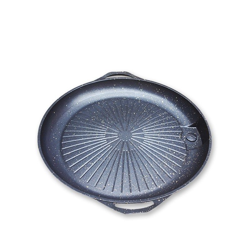 特惠韩式麦饭石烧烤盘 圆形韩式烤盘 不粘锅户外卡式炉烤肉盘便