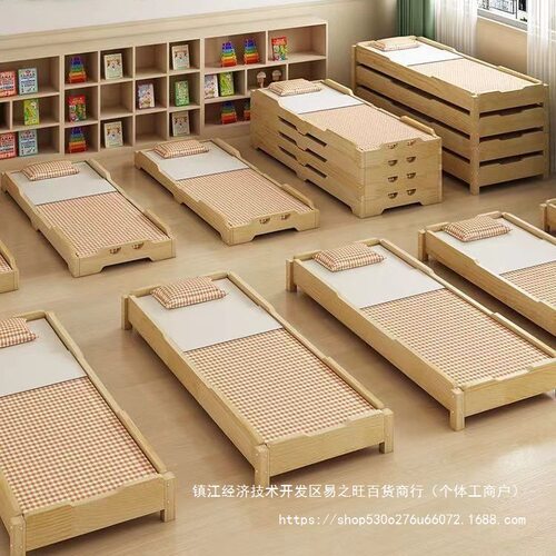 幼儿园午睡床小学生托管专用午托午休单人床实木儿童护栏叠叠床