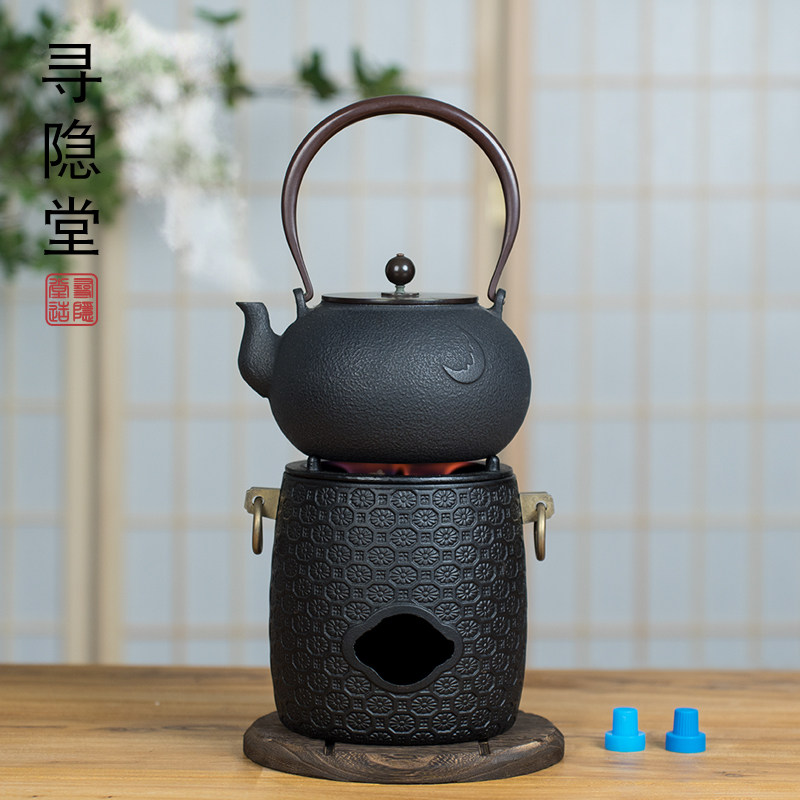 日式铸铁风炉炭火炉户外煮茶炉酒精炉纯手工生铁壶煮茶烧水泡茶壶