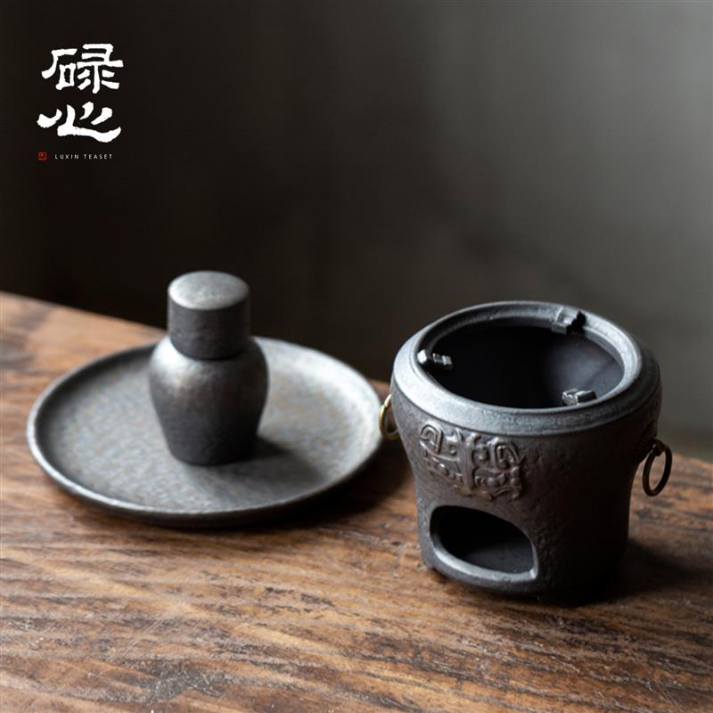 碌心 中式复古鎏金铁釉绑绳提梁壶  家用功夫茶具粗陶泡茶壶单壶