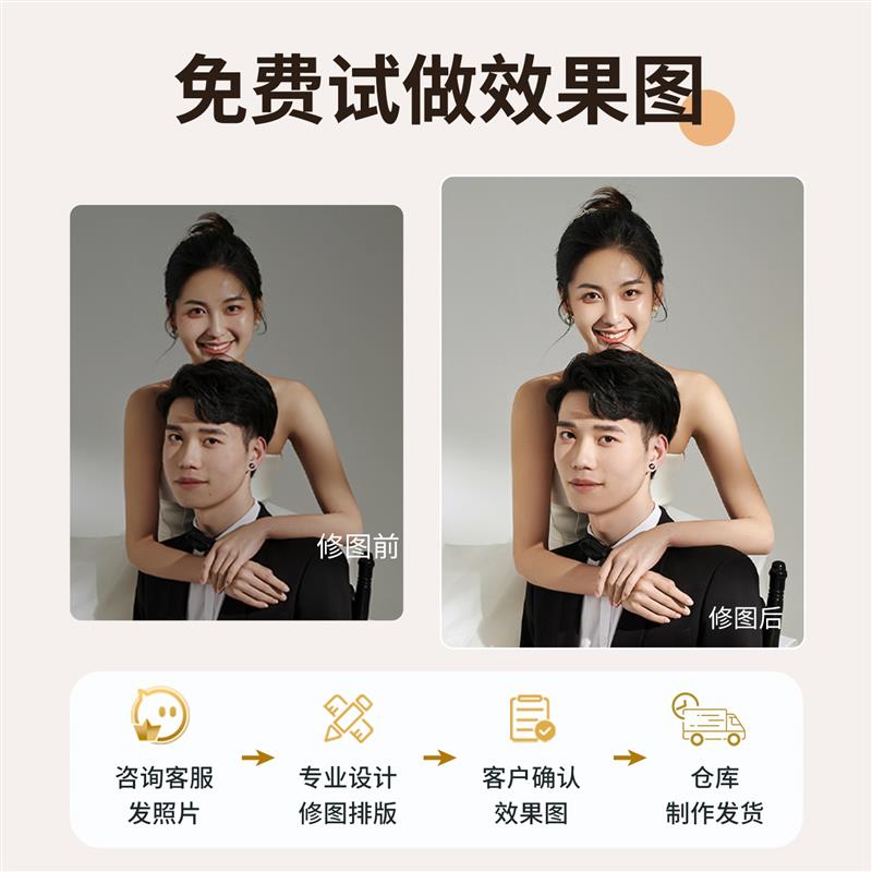 洗照片做成相框挂墙婚纱照全家福打印定制水晶组合放大结婚照装裱