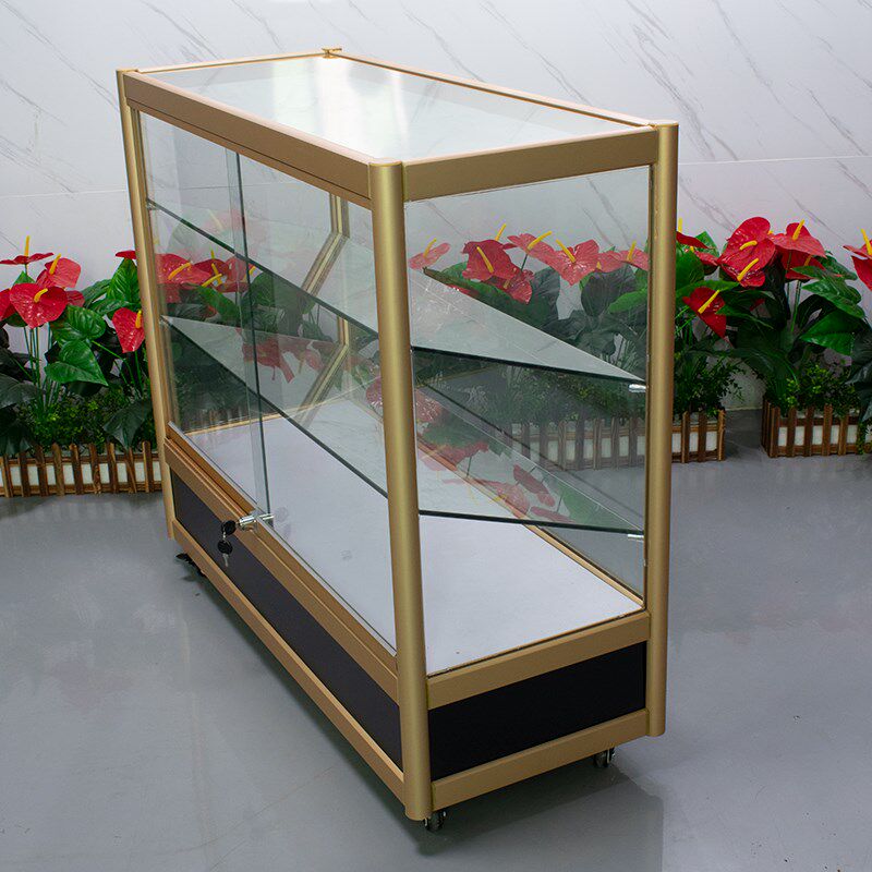 深圳商用饰品小柜台展览厅柜玻璃透明精品中岛陈列柜香港轮子定做