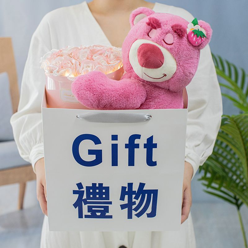 草莓熊永生花香皂花束送女友