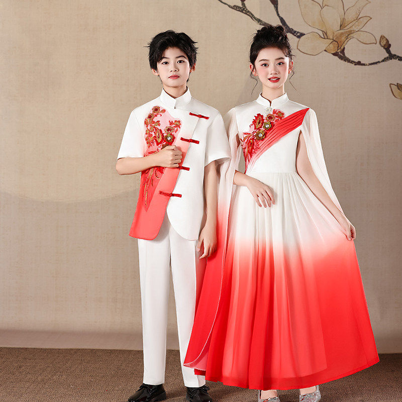 礼服合唱古筝团体儿童爱国演讲比赛演出服诗朗诵中小学生六一民乐