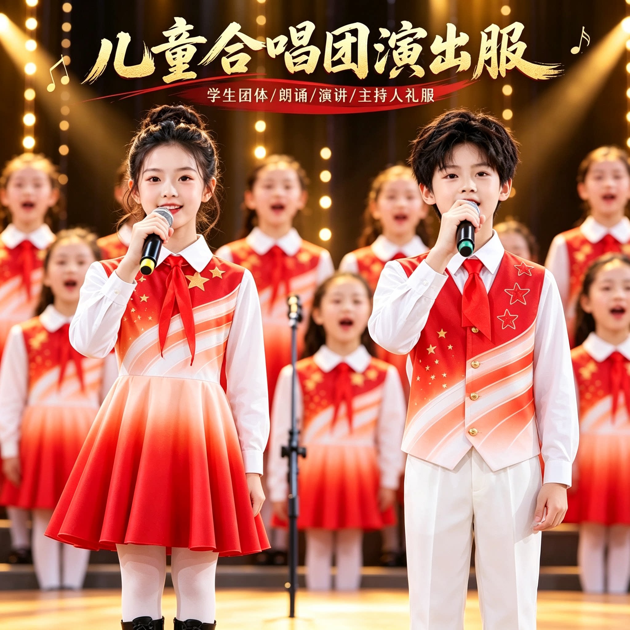 国庆女童红色合唱朗诵演出服