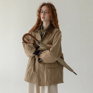 美拉德穿搭日系工装外套女2026秋冬中长款棒球服夹克上衣