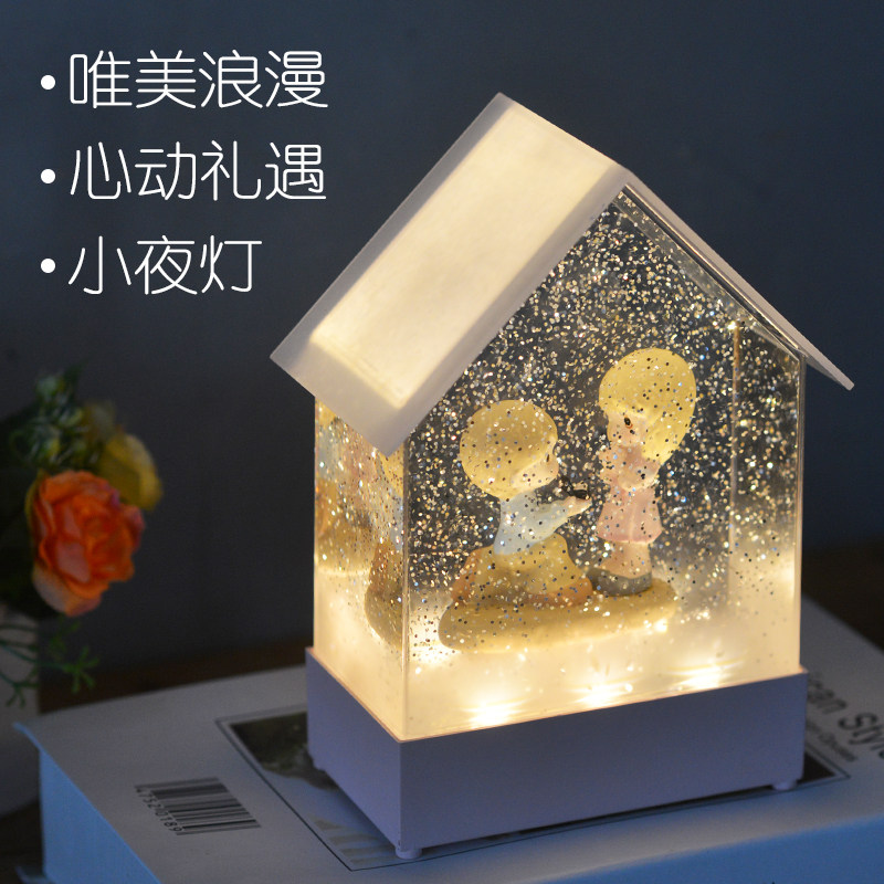 飘雪音乐水晶球音乐盒礼物酒吧服装店咖啡厅客厅房间氛围灯摆件