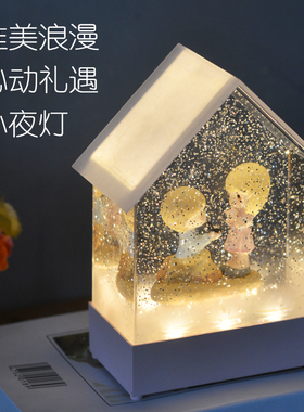 飘雪音乐水晶球音乐盒礼物酒吧服装店咖啡厅客厅房间氛围灯摆件