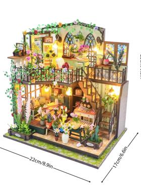 手工制作diy小屋益智拼装模型阁楼别墅中式风格古都望月生日礼物