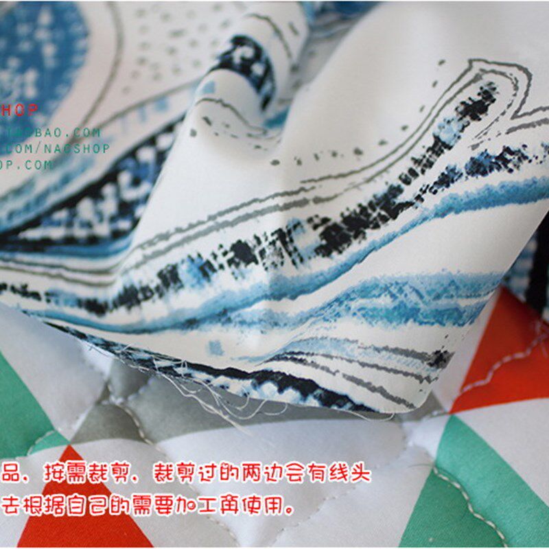 闹闹家 贡缎长绒棉床品服装布料面料-天蓝底花型[250]66