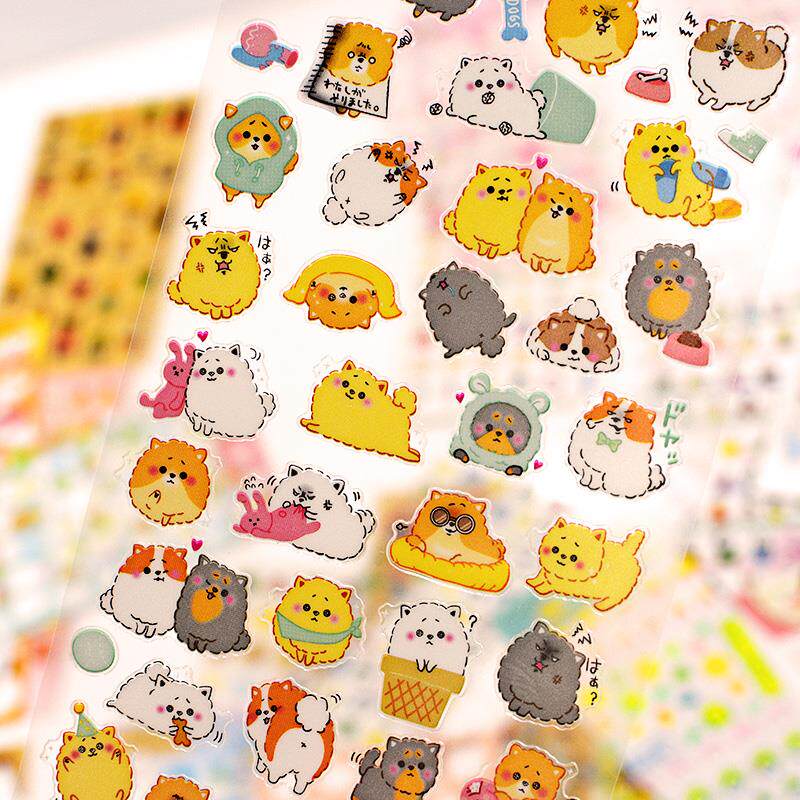 10元3包可爱猫咪狗狗樱花早餐贴纸/立体贴纸