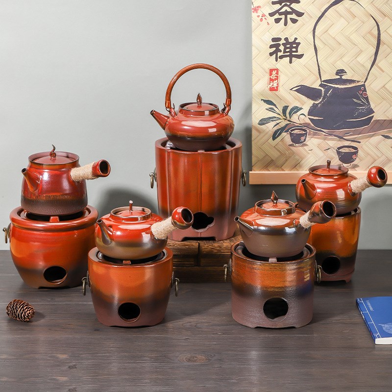 复古围炉煮茶炉窑变工艺底座茶壶围炉家用小风炉专用潮州红泥炉