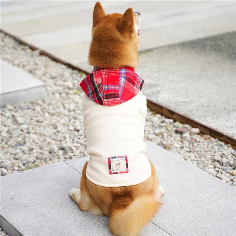 一杯热可可 柴犬新年衣服可爱潮帽衫英伦复古外套保暖棉服喜庆红