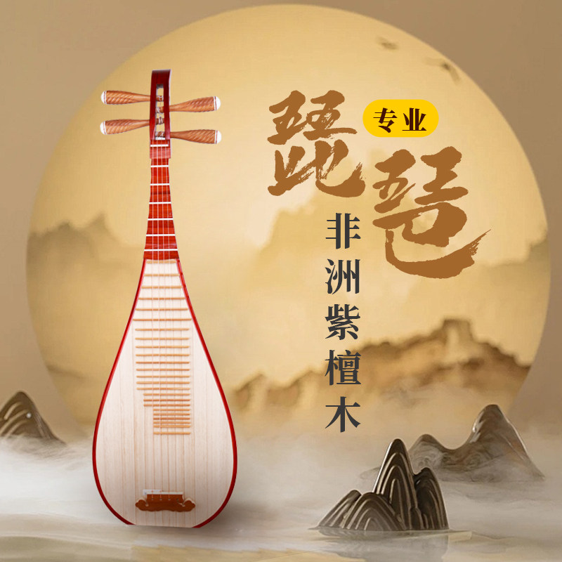 天昱琵琶非洲紫檀木成人初学入门专业考级演奏琵琶琴乐器TYZY-002
