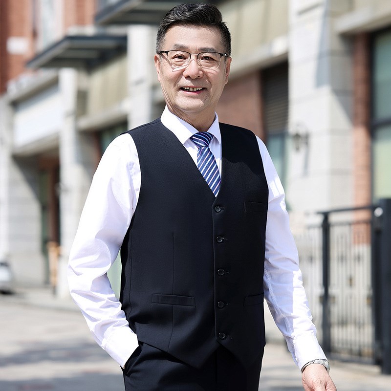 男式西装马甲无袖商务休闲男士中老年人宽松中年马夹新款秋季坎肩图片