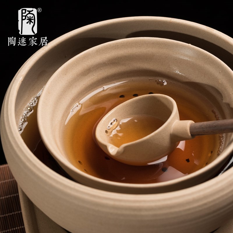 陶迷正宗潮州碗勺套装黑檀木手柄分茶勺耐高温中式煮茶器功夫茶具