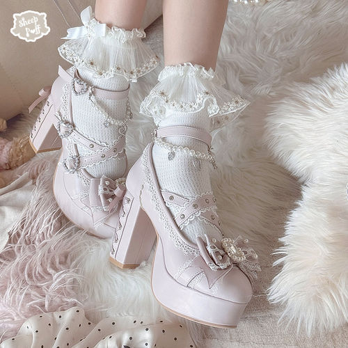 【现货】宝石蕾蕾 绵羊泡芙Lolita珍珠复古华丽量产型蕾系高跟鞋