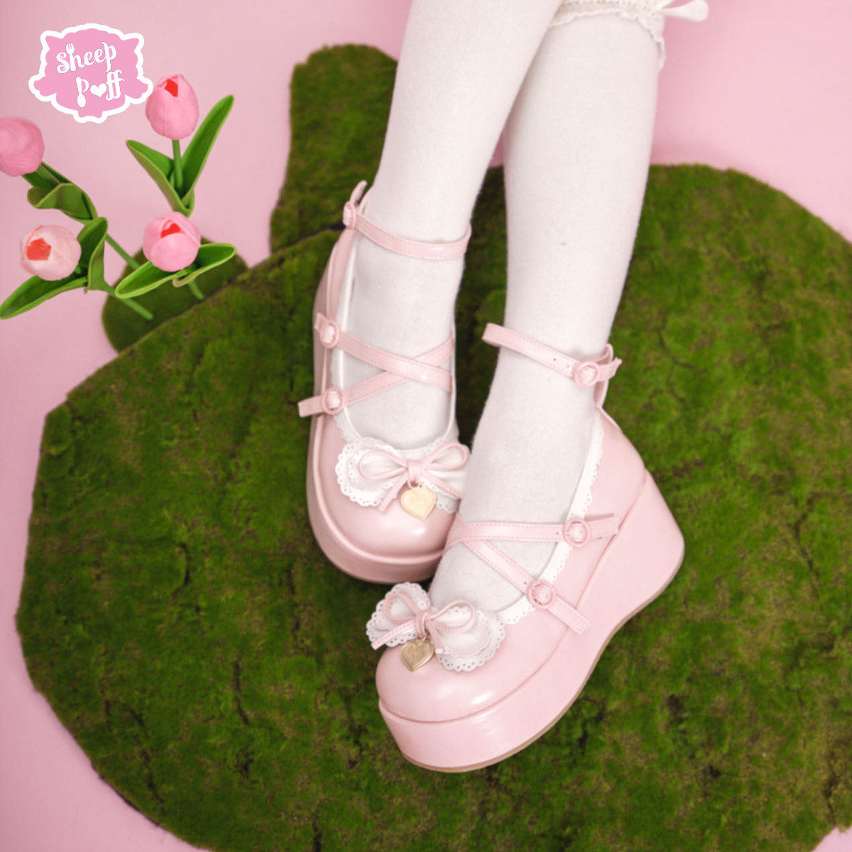 【现货】甜心厚卷 绵羊泡芙Lolita甜美可爱呲甜厚底松糕鞋