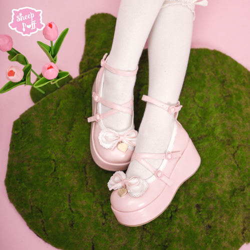 【现货】甜心厚卷 绵羊泡芙Lolita甜美可爱呲甜厚底松糕鞋